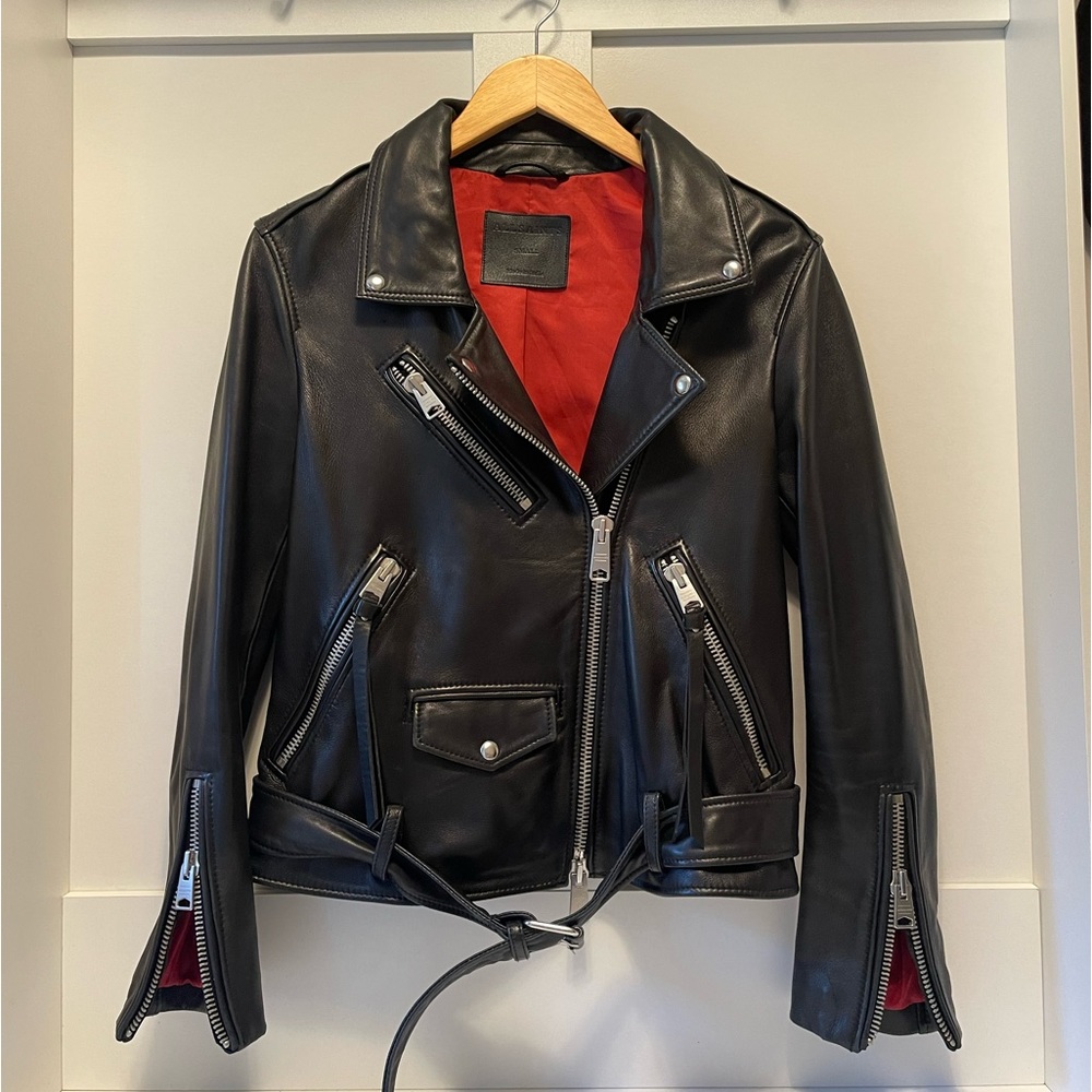 All Saints Black Leather Benyon Biker Jacket